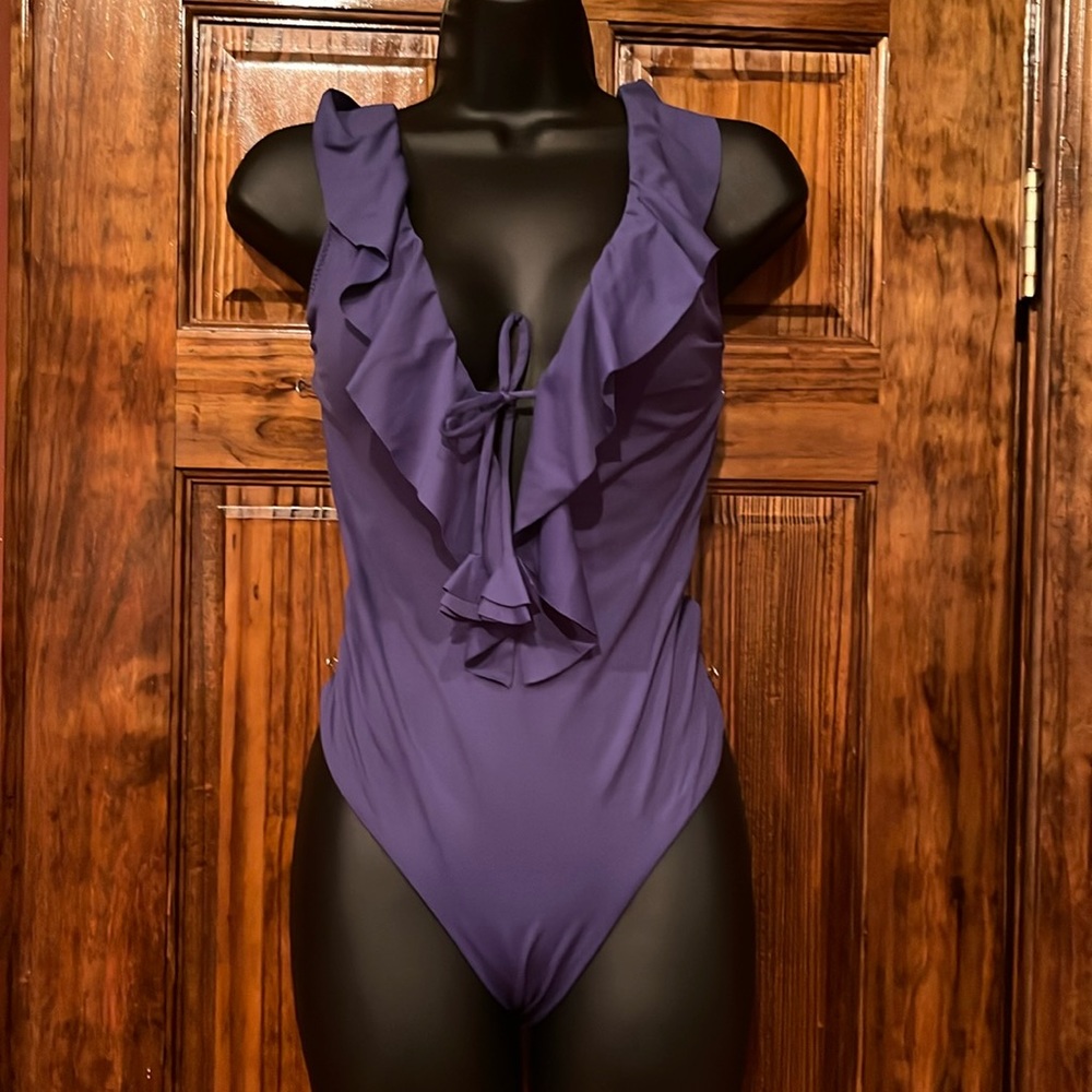 Becca Blue Sexy Ruffle One Piece Swimsuit - Picture 1 of 9